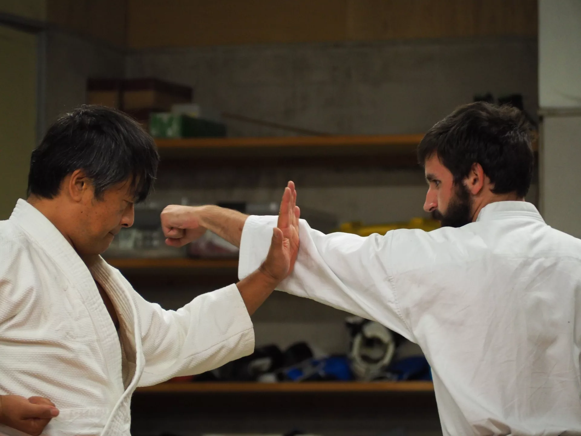 Travail sur les esquives et parades avec Norio et Valentin, 2018